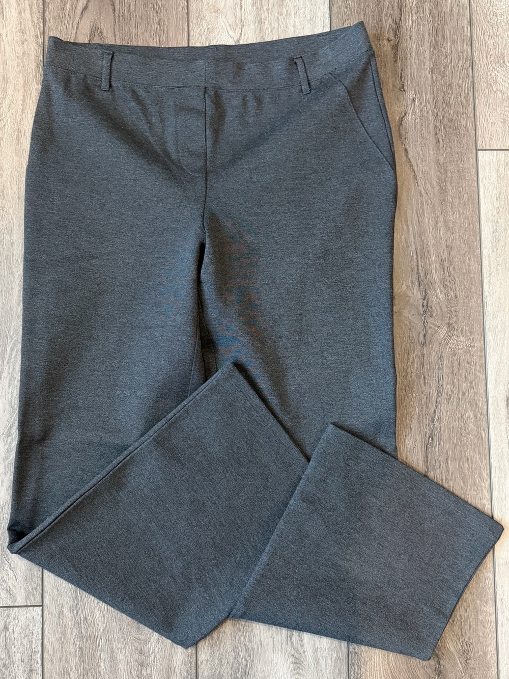 Quince Charcoal Gray Ultra- Stretch Ponte Flare Leg Pants -NWOT - Picture 1 of 8